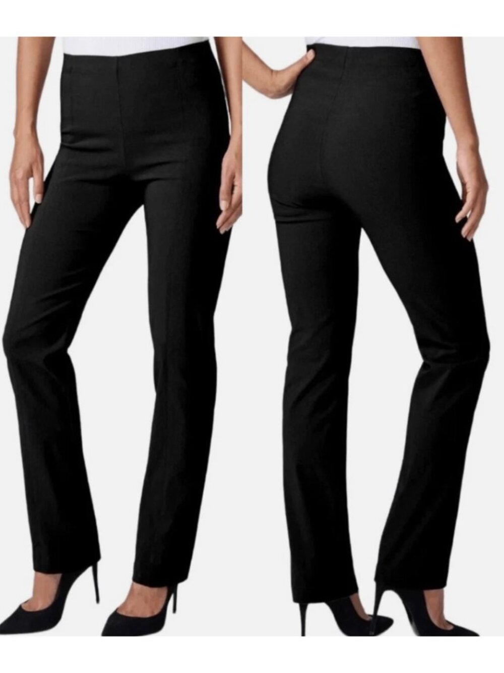 Franne Golde NWT Black Pull On High Rise All Season Classic Pants